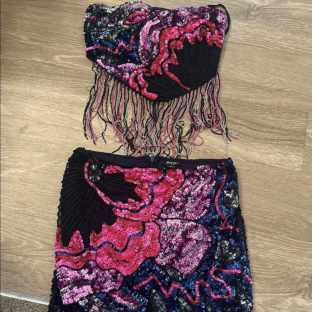 Colorful Beaded Women's Skirt Set